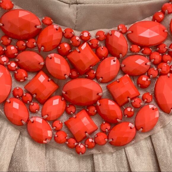 Alexia Admor New York Dress Tangerine Taupe Beaded Neckline Sleeveless Small - Picture 7 of 13